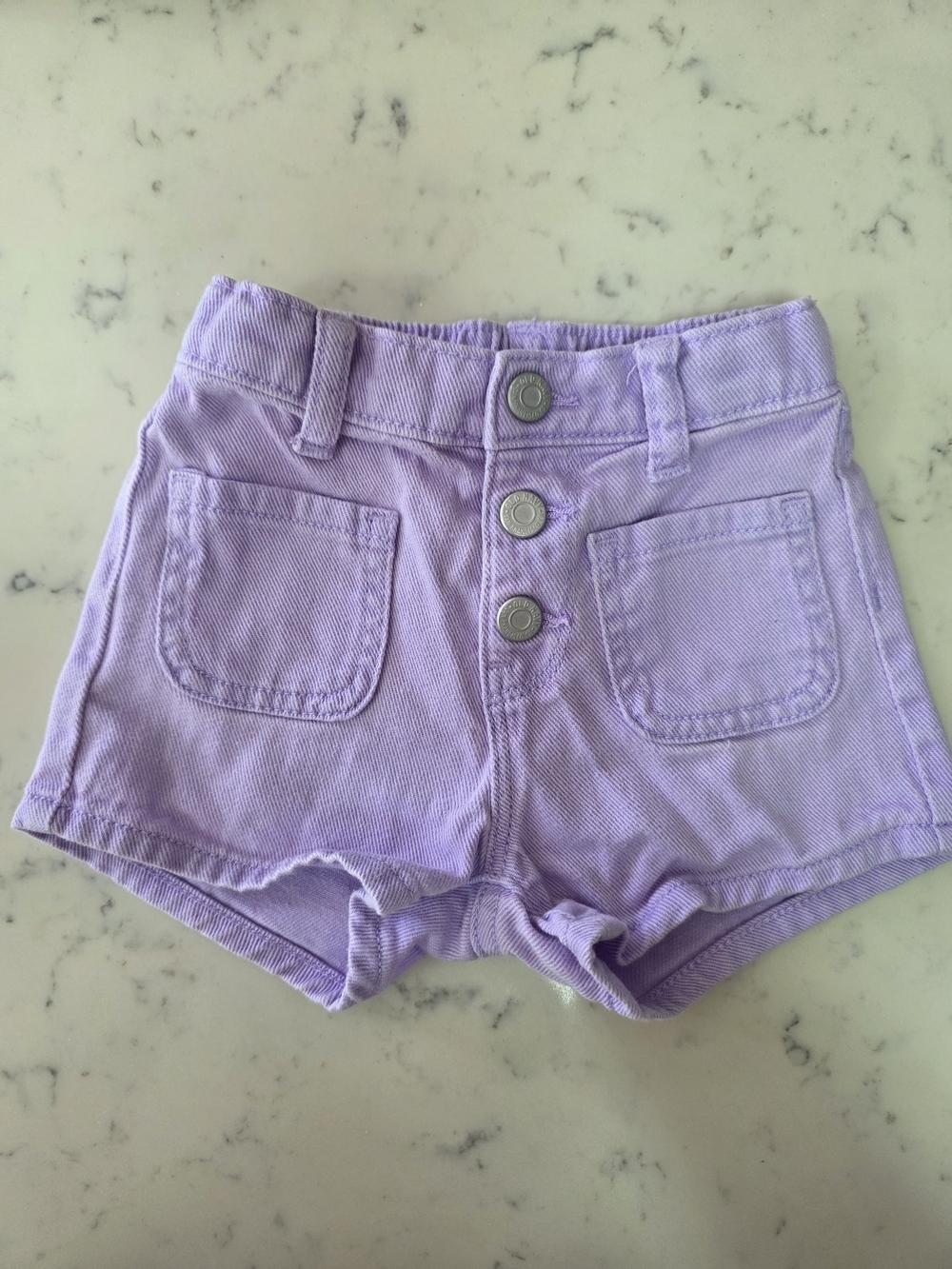 Old Navy Lilac Denim Button-Front Baby Shorts 18-24mo